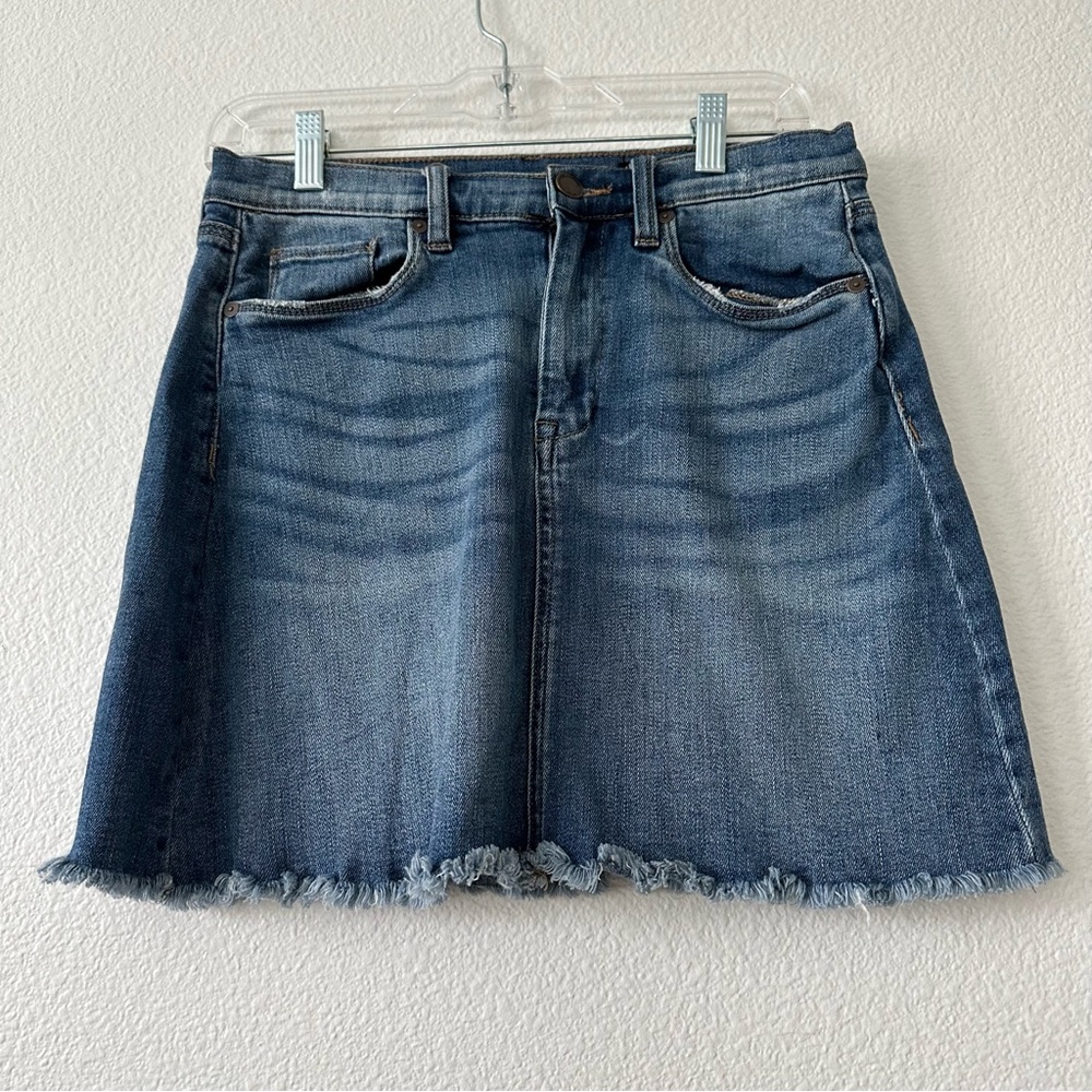 Blank Nyc Frayed Hem Mini Denim Skirt 27